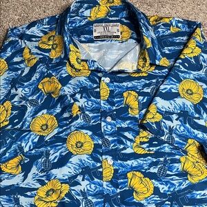 Savage Tacticians Tiger Stripe Blue Men’s Hawaiian Shirt Grenades Rifles XXL